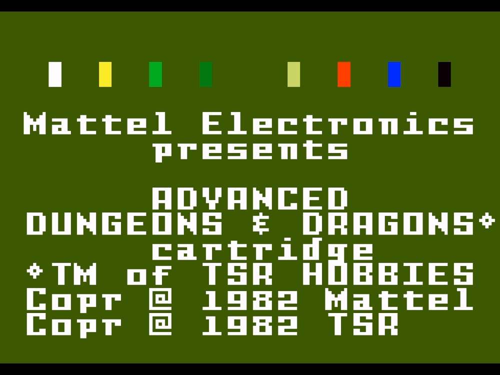 Title Screen of Advanced Dungeons And Dragons for Intellivision